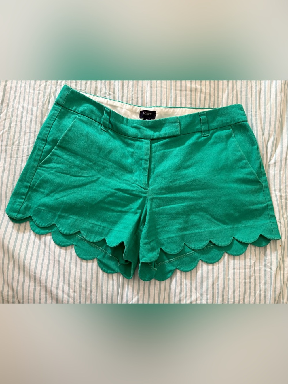 J.Crew Scalloped Hem Shorts Women’s Size 6 Green Casual Summer Shorts